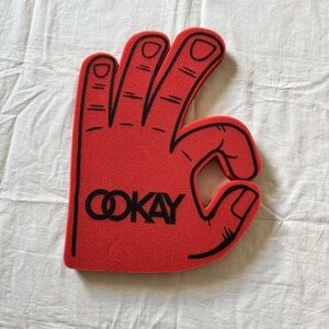 Foam finger branded with DJ/Producer OOKAY, received at Tomorrowworld 2015